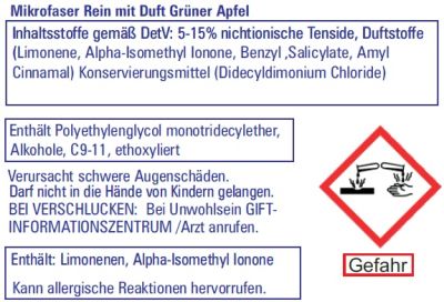 Mikrofaser Rein Spezial Vollwaschmittel Grüner Apfel