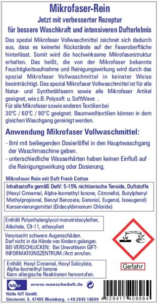Mikrofaser Rein Spezial Vollwaschmittel Fresh Cotton