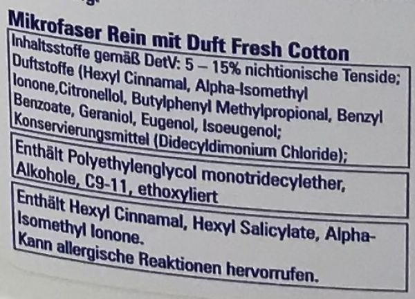 Mikrofaser Rein Vollwaschmittel mit Tensid+ 3 Liter Fresh Cotton