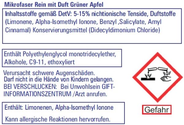 Mikrofaser Rein Spezial Vollwaschmittel Grüner Apfel