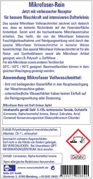 Mikrofaser Rein Spezial Vollwaschmittel Grüner Apfel