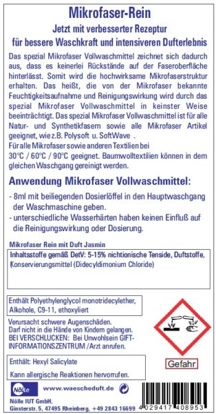 Mikrofaser Rein Spezial Vollwaschmittel Jasmin
