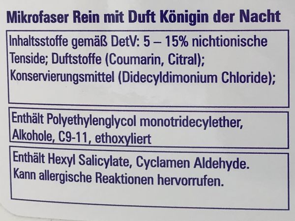 Mikrofaser Rein Vollwaschmittel mit Tensid+ 3 Liter Königin der Nacht