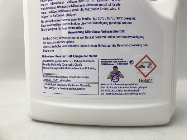 Mikrofaser Rein Vollwaschmittel mit Tensid+ 3 Liter Königin der Nacht