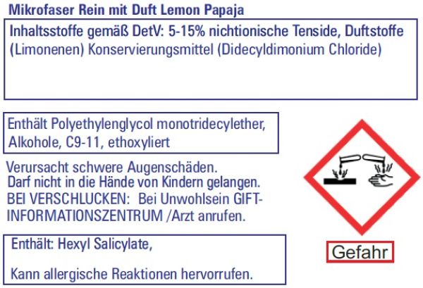 Mikrofaser Rein Spezial Vollwaschmittel Lemon Papaya