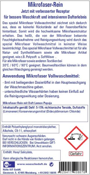 Mikrofaser Rein Spezial Vollwaschmittel Lemon Papaya