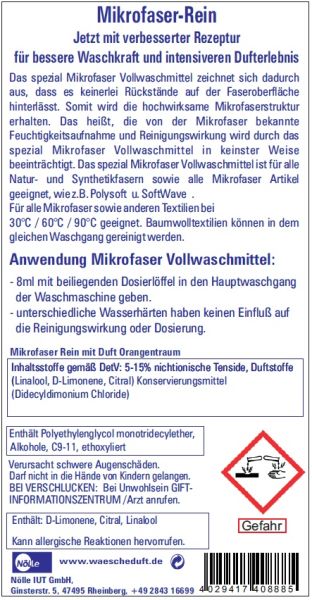Mikrofaser Rein Spezial Vollwaschmittel Orangentraum