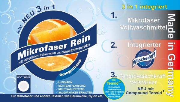 Mikrofaser Vollwaschmittel mit Wäscheduft Orangentraum